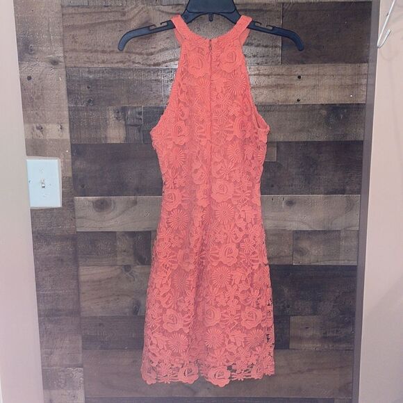 Lulu’s Love Poem Coral Orange Lace Mini Dress - Picture 8 of 8